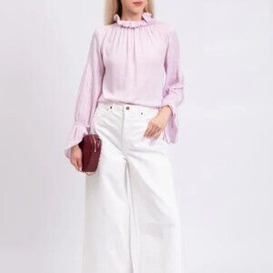 Hofmann Copenhagen Pink High-Neck Gathered Blouse – Size US 8 / DE 38